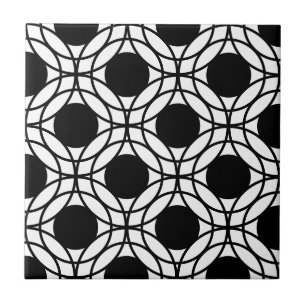 Carreau Motif Cercles et points noirs et blancs