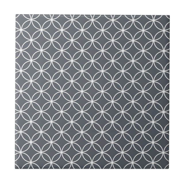 Carreau Motif Cercles Gris Acier et Blanc (Devant)