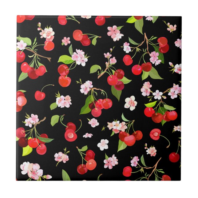 Carreau Motif cerise 2 (Devant)