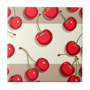 Carreau Motif Cerise Gras Vibrations Rétro d'Été