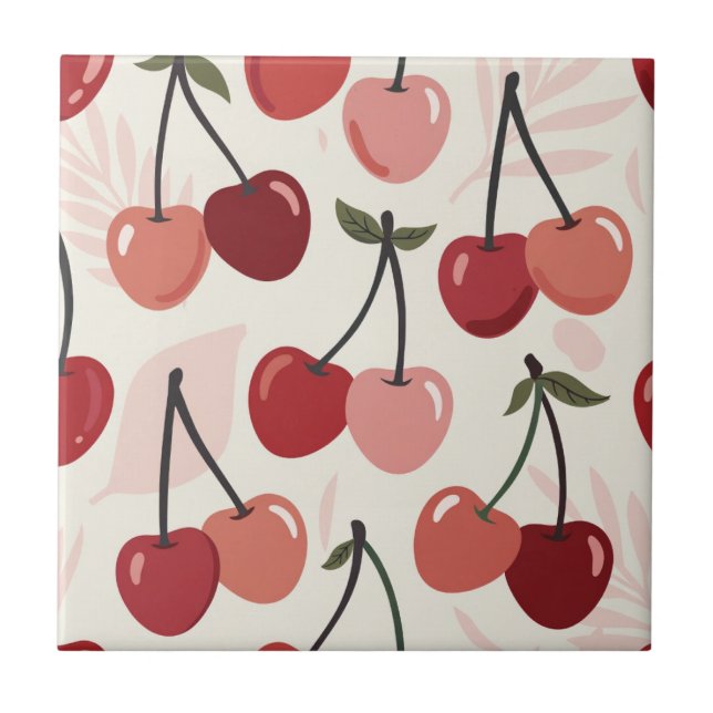 Carreau Motif Cerise Moderne (Devant)