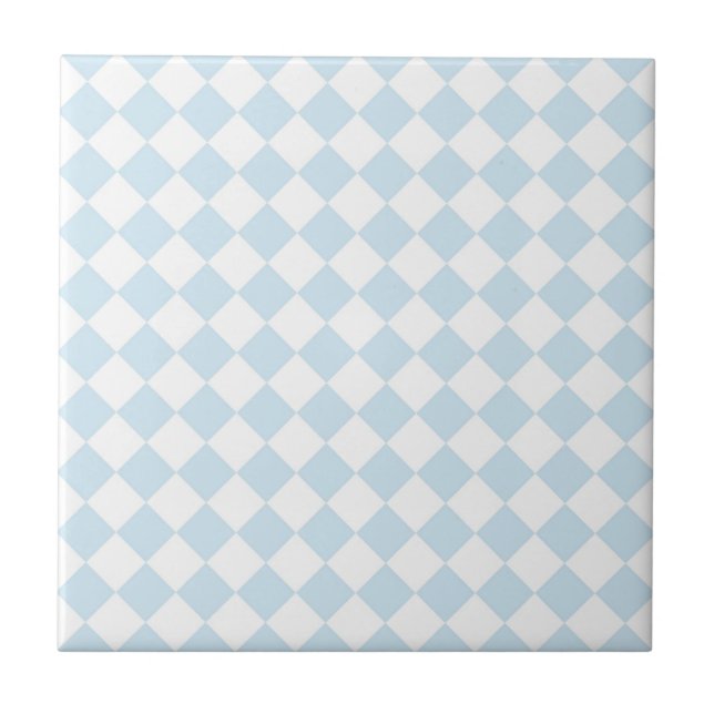 Carreau Motif Checkered en pastel de diamant bleu et blanc (Devant)
