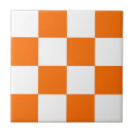 Carreau Motif chèque À damiers blanc orange<br><div class="desc">Chèque orange et blanc À damiers conception Motif Carré géométrique</div>