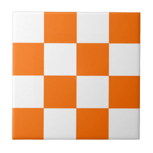 Carreau Motif chèque À damiers blanc orange