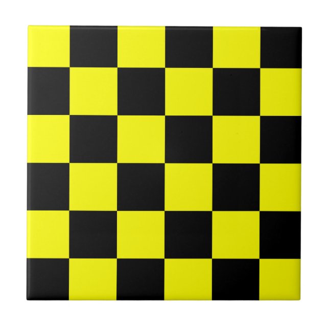 Carreau Motif chèque À damiers jaune noir (Devant)