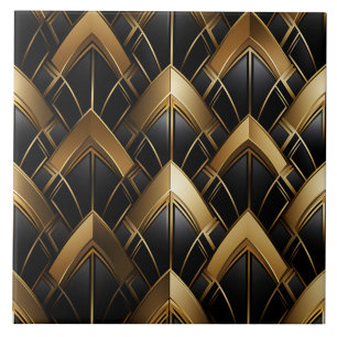 Carreau Motif chevron Art déco noir et or