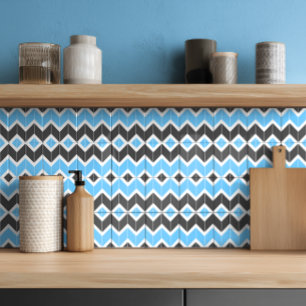 Carreau Motif Chevron en Hareng bleu gris moderne