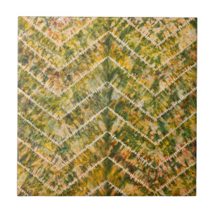 Carreau Motif chevron tie and dye vert et or