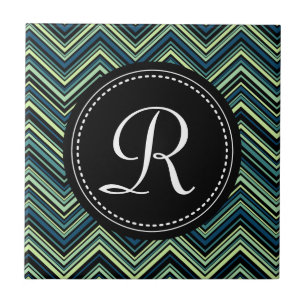 Carreau Motif Chevron Tribal Tribal Noir Monogramme