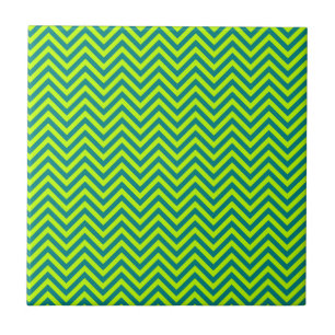 Carreau Motif Chevron turquoise et Lime Green