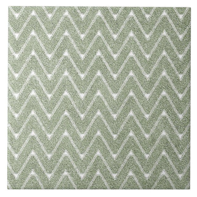 Carreau Motif Chevron Vert Sauge Poussiéreux (Devant)