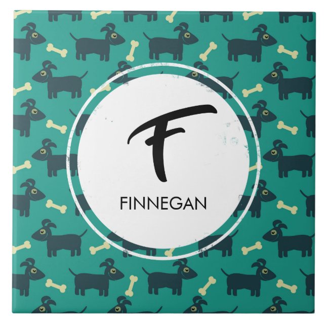 Carreau Motif chien mignon avec lecteur de disquette oreil (Devant)