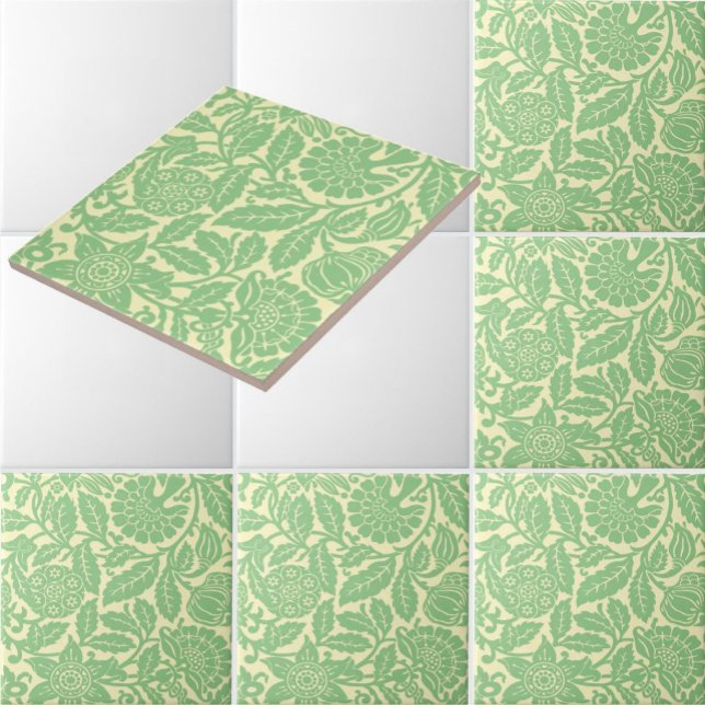 Carreau Motif Chintz Floral & Grenade de l'ère Victorienne (Créateur téléchargé)