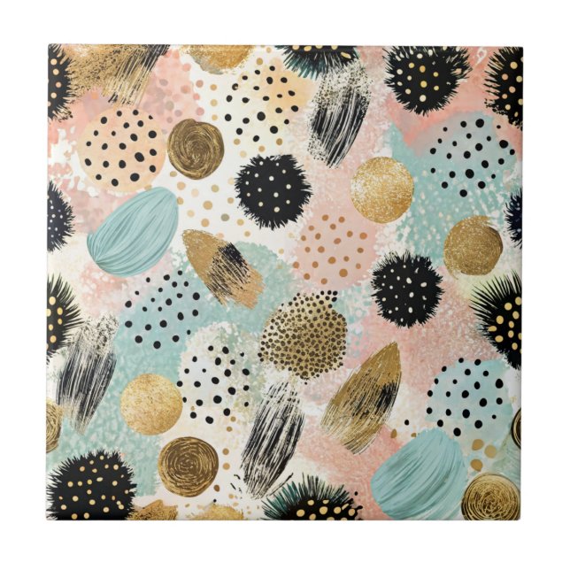 Carreau Motif circulaire Abstrait -avec Parties scintillan (Devant)