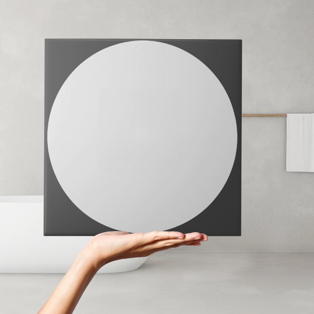 Carreau Motif circulaire complet (Modern minimalist tile with white circle on black)