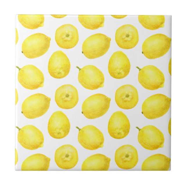 Carreau Motif citron jaune clair Aquarelle (Devant)