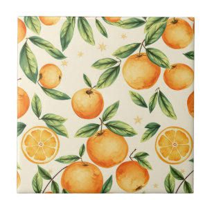Carreau Motif Citron Oranges Aquarelle