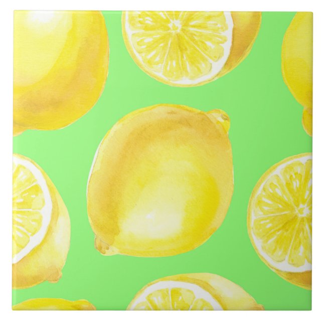 Carreau Motif citrons aquarelle (Devant)