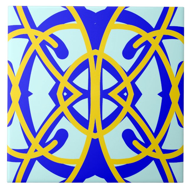 Carreau Motif classique bleu et jaune vibrant (Devant)