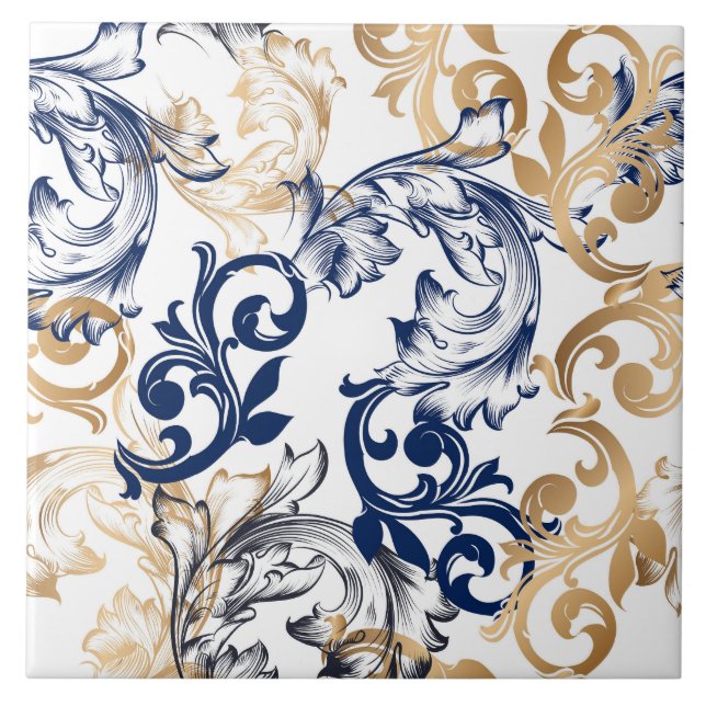 Carreau Motif classique rétro de style baroque (Devant)