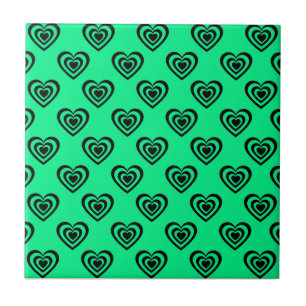 Carreau Motif Coeur Hypnotique Retro Mint Green