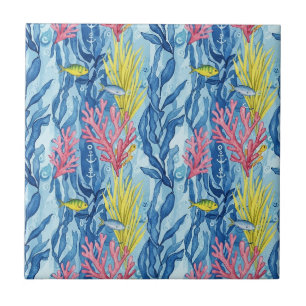 Carreau Motif Coloré de la Vie Marine Côtière (1)