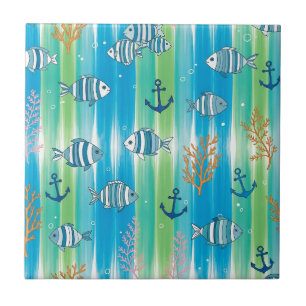 Carreau Motif Coloré de la Vie Marine Côtière (13)