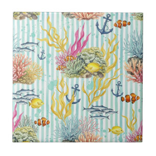 Carreau Motif Coloré de la Vie Marine Côtière (8)