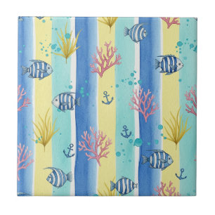 Carreau Motif Coloré de Vie Marine Côtière (10)