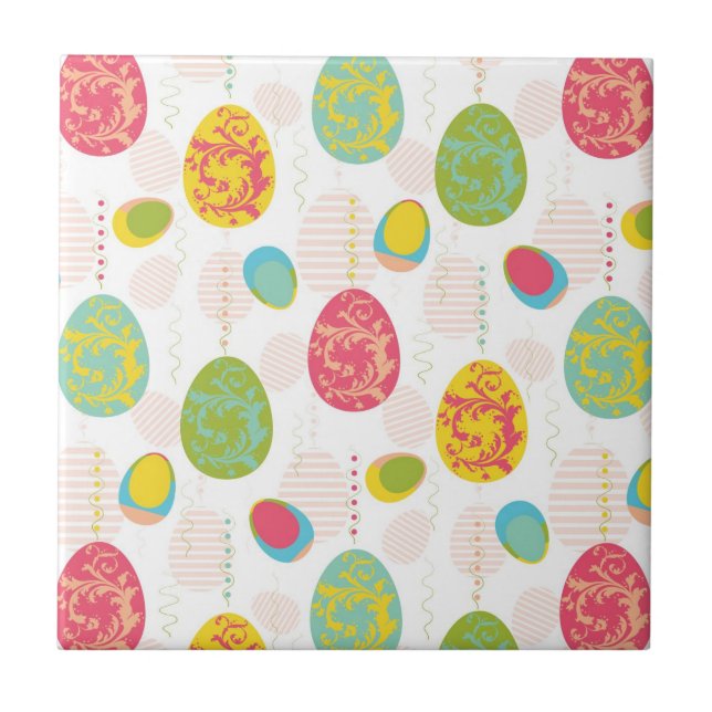 Carreau Motif coloré d'oeufs de pâques (Devant)