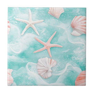 Carreau Motif Coquillages et Vagues Océaniques (1)