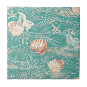 Carreau Motif Coquillages et Vagues Océaniques (10)