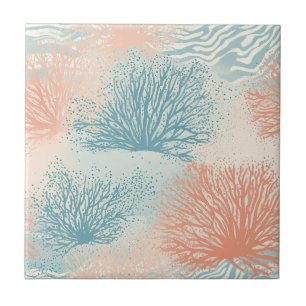Carreau Motif corail côtier à l'aquarelle Boho Luxe (5)