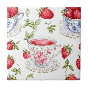 Carreau Motif Cottagecore à la fraise 