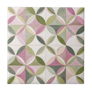 Carreau Motif Cottagecore Géométrie Florale Pastel
