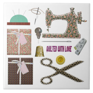 Carreau Motif couturier à la machine à coudre