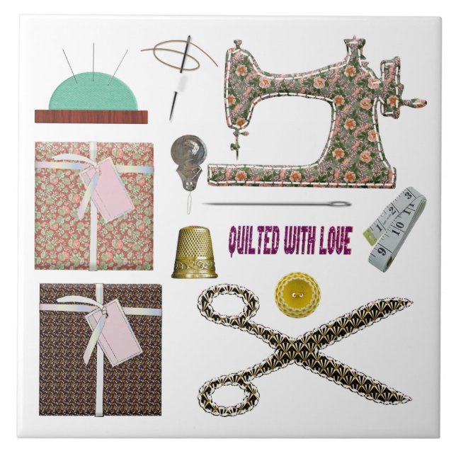 Carreau Motif couturier à la machine à coudre (Devant)