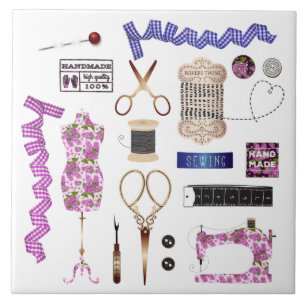 Carreau Motif couturier à la machine à coudre