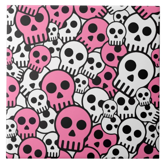 Carreau Motif crâne gothique rose Imprimer (Devant)