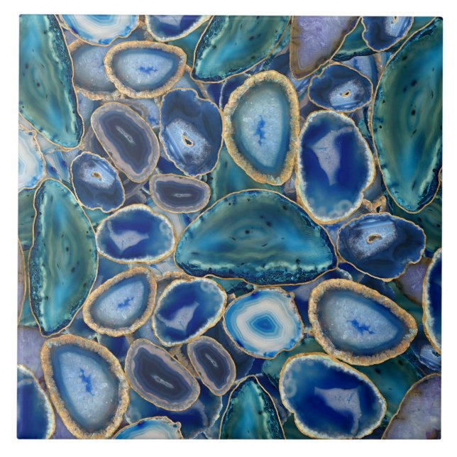 Carreau Motif cristal Blue Geodes (Devant)