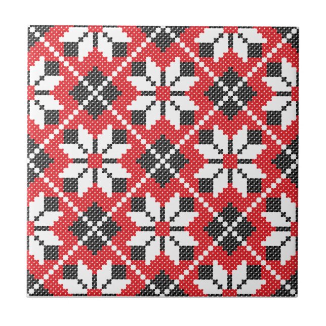 Carreau Motif croisé transparent rouge et noir (Devant)
