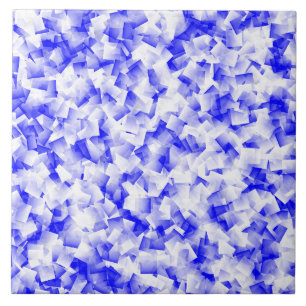Carreau Motif Cubisme Bleu Blanc