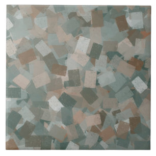 Carreau Motif Cubisme Brun Vert
