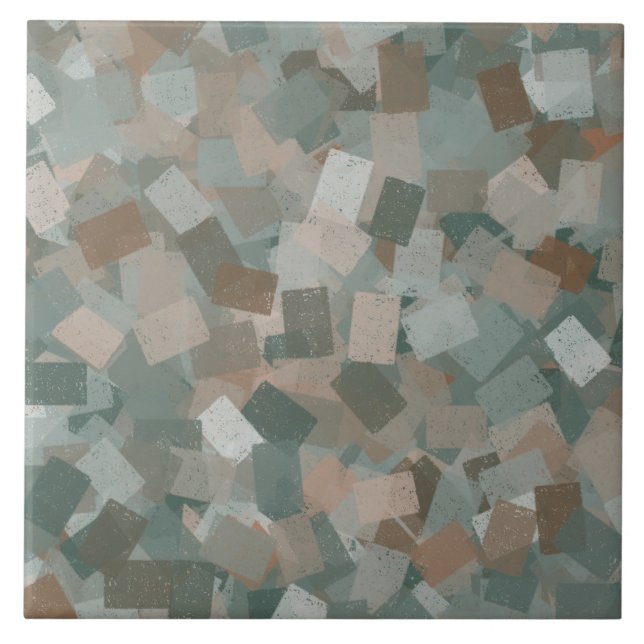 Carreau Motif Cubisme Brun Vert (Devant)