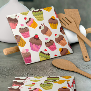 Carreau Motif Cupcake, Motif Muffin, Chocolat, Cœurs