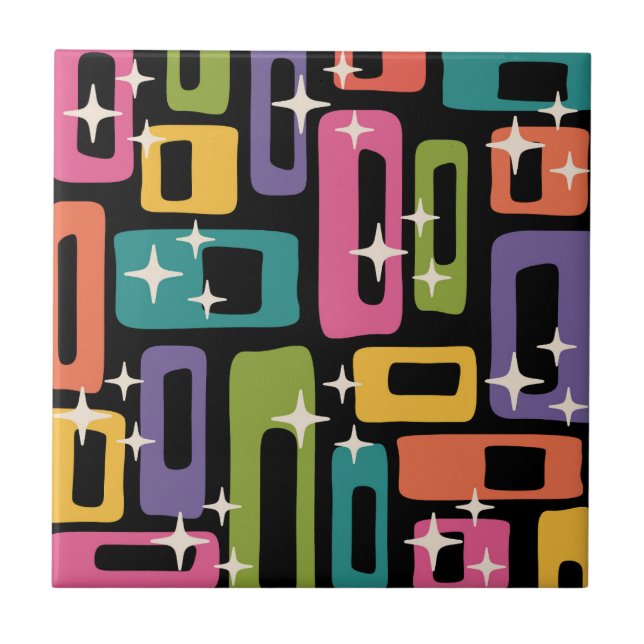 Carreau Motif d'âge atomique Abstrait MCM rétro (Devant)