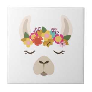 Carreau Motif d'alpaga et de fleurs