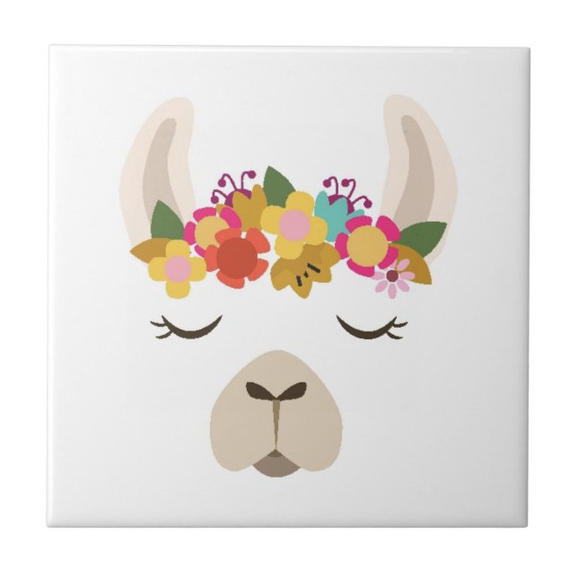 Carreau Motif d'alpaga et de fleurs (Devant)