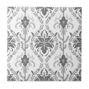 Carreau Motif Damask blanc et gris