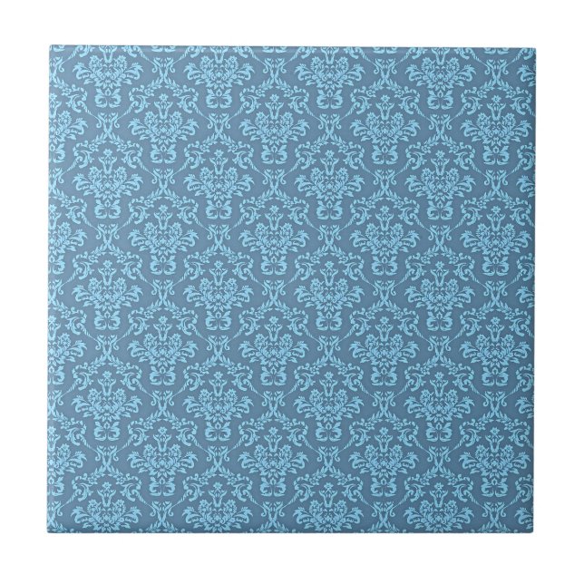 Carreau Motif damassé bleu (Devant)